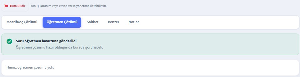 Öğretmene yönlendirme bildirimi